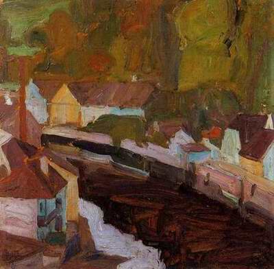 Village by the River II painting, a Egon Schiele paintings reproduction, we never sell Village by