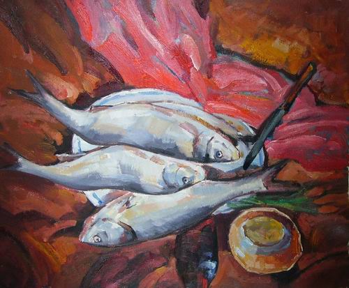 still life with fish painting, a canvaz team paintings reproduction, we never sell still life with
