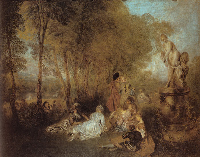 Oil Painting Reproduction of Watteau- The Festival of Love (The Pleasures of Love) 1719