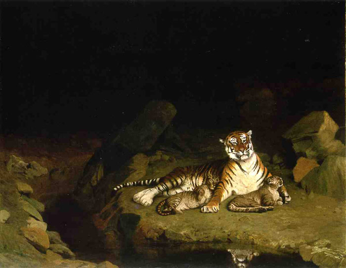 Oil Painting Reproduction of Gerome- Tigress and Her Cubs