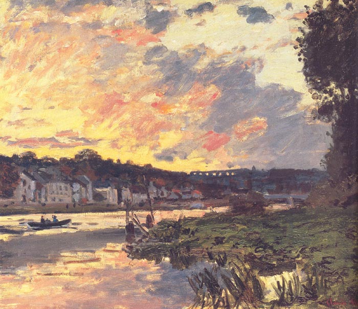 Monet Oil Painting Reproductions- The Seine at Bougival in the Evening