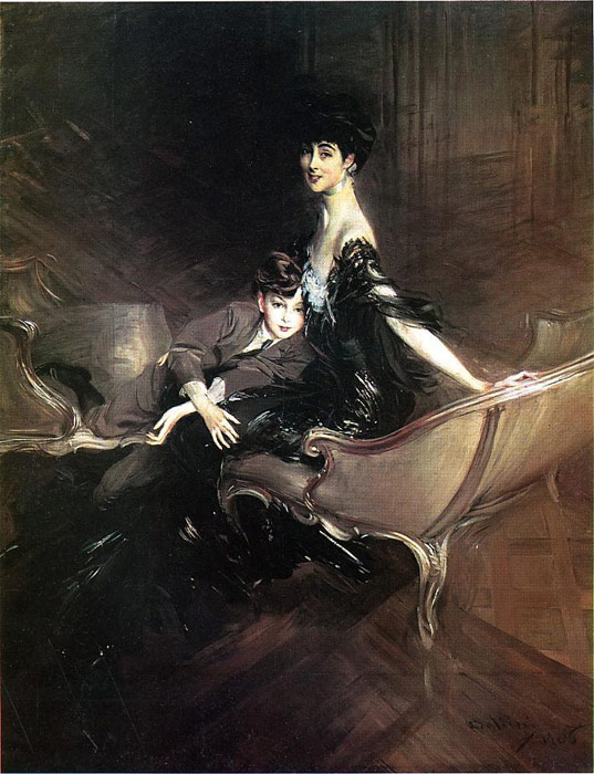Oil Painting Reproduction of Boldini- Consuelo, Duchess of Marlborough, with Her Son