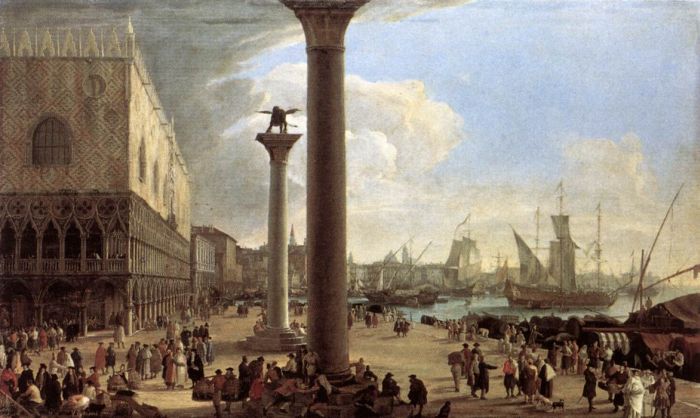 Carlevaris Reproductions - The Wharf, Looking toward the Doges Palace