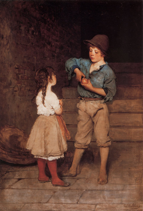 Oil Painting Reproduction of Blaas- Two Children