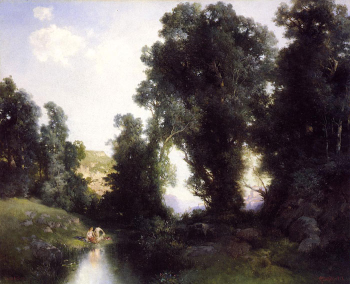 Oil Painting Reproduction of Moran- The Bathing Hole, Cuernavaca, Mexico