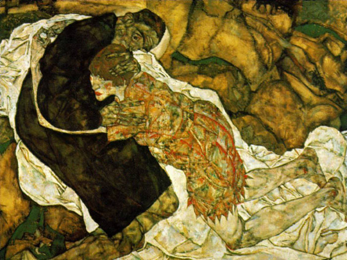 Oil Painting Reproduction of Schiele - Death and Girl (Self-portrait with Walli)