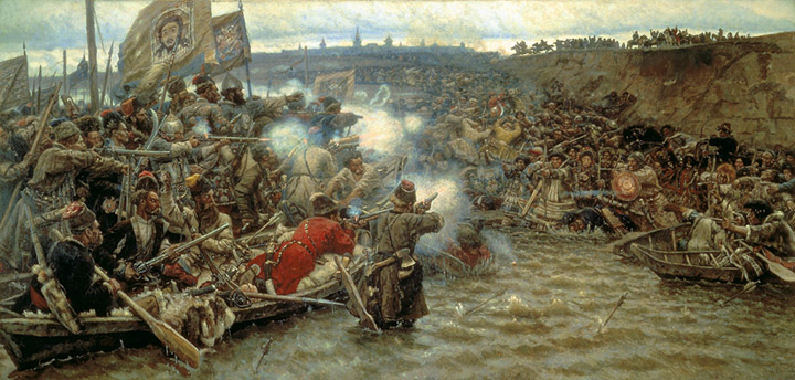Oil Painting Reproduction of Surikov - Conquest of Siberia by Yermak
