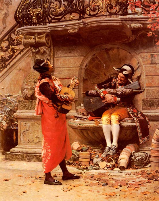 Oil Painting Reproduction of Vibert- The Serenade