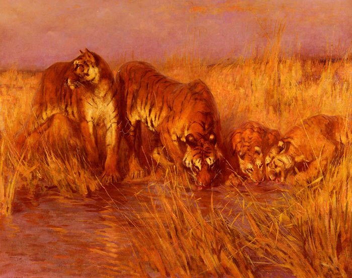 Oil Painting Reproduction of Wardle- The Tiger Pool