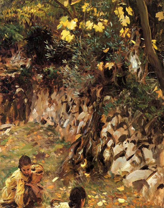 Sargent Oil Painting Reproductions- Gethering Blossoms, Valdemosa