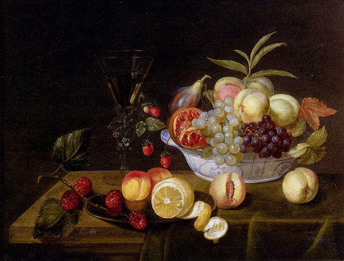 Ykens Oil Painting Reproduction - A Still Life Of A Pie And Sliced Lemon