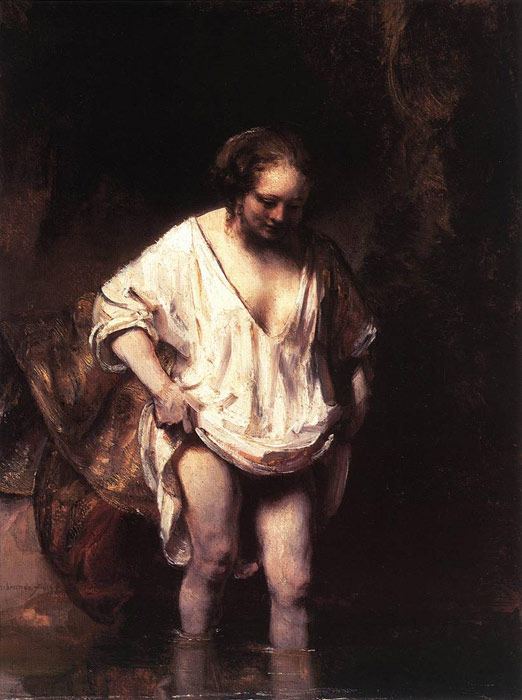 Harmensz van Rijn Rembrandt Oil Painting Reproductions- Hendrickje Bathing in a River