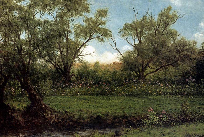 Oil Painting Reproduction of Heade- Brookside (Asters In A Field)