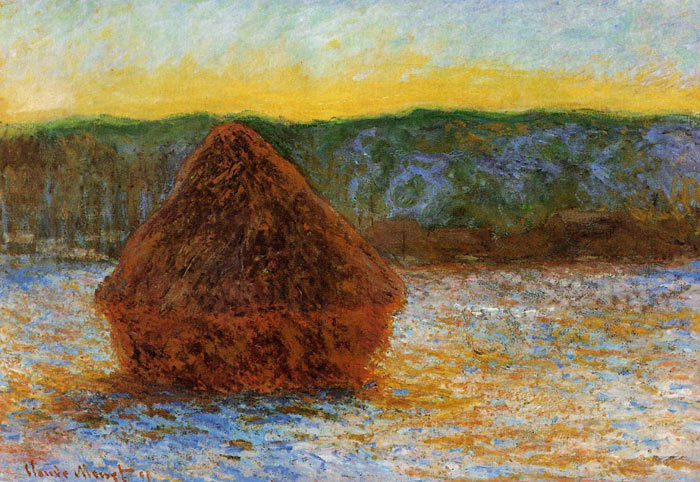 Monet Oil Painting Reproductions - Grainstack Thaw Sunset