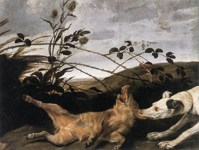 Snyders Oil Painting Reproductions - Greyhound Catching a Young Wild Boar