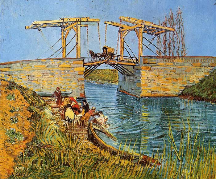 Vincent van Gogh Oil Painting Reproductions - The Langlois Bridge at Arles with Women Washing
