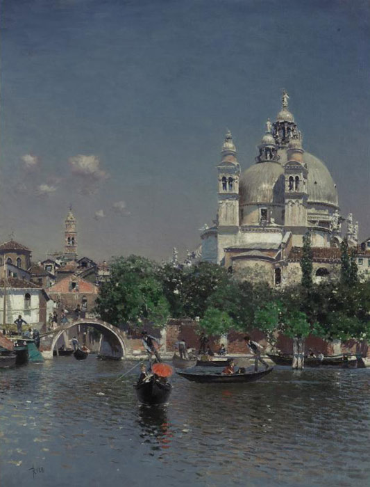 Oil Painting Reproduction of Ortega- Venetian Lagoon Near the Church