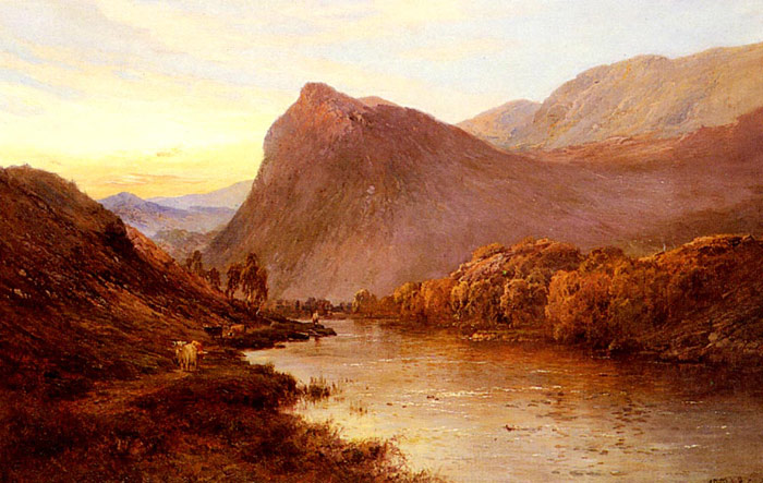 Breanski Oil Painting Reproductions - Sunset In The Glen