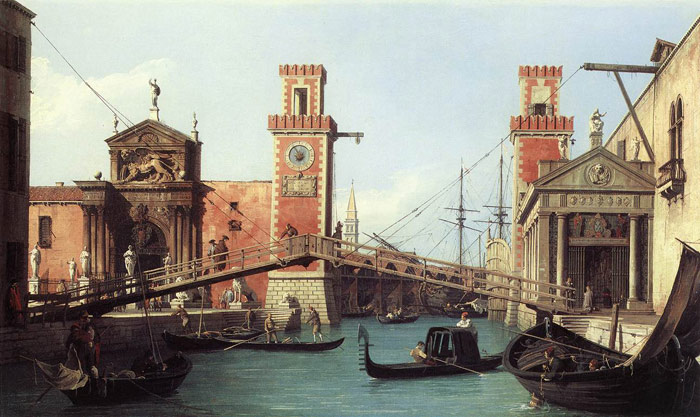Canaletto Oil Painting Reproductions- View of the Entrance to the Arsenal