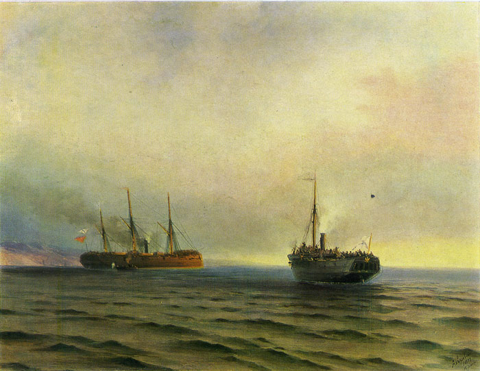 Aivazovsky Oil Painting Reproductions - Capture of the Turkish Transport Mersina