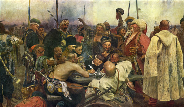 Oil Painting Reproduction of Repin- Cossacks Write a Letter to Turkish Sultan