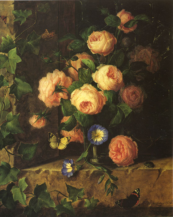 Oil Painting Reproduction of Heem- Flower Still-life with Crucifix and Skull