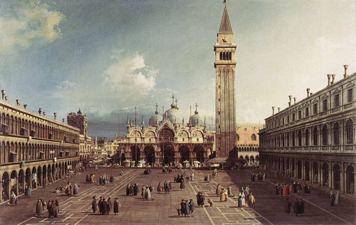 Canaletto Oil Painting Reproductions- Piazza San Marco with the Basilica