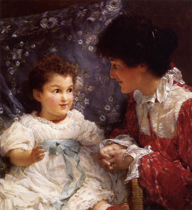 Alma-Tadema Oil Painting Reproductions - Mrs George Lewis and Her Daughter Elizabeth