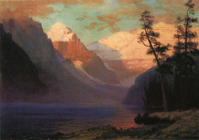 Bierstadt Oil Painting Reproductions - Evening Glow