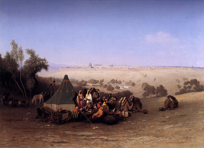 Frere Oil Painting Reproductions - An Rab Encampment On The Mount Of Olives