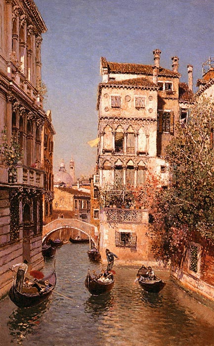 Martin Rico y Ortega Oil Painting Reproductions - Along The Canal, Venice