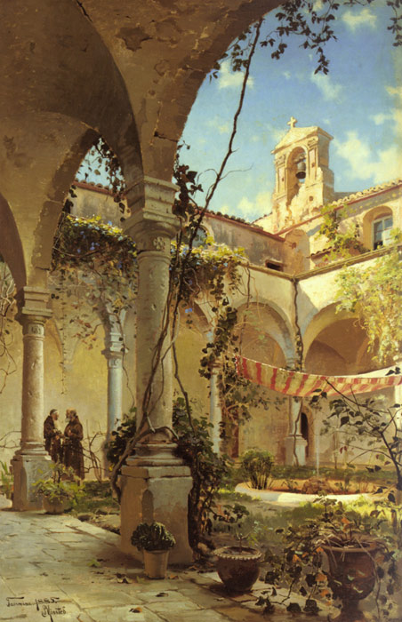 Monsted Oil Painting Reproduction - The Cloister