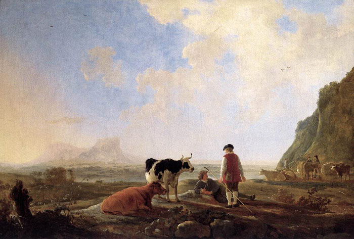 Oil Painting Reproduction of Cuyp- Herdsmen with Cows