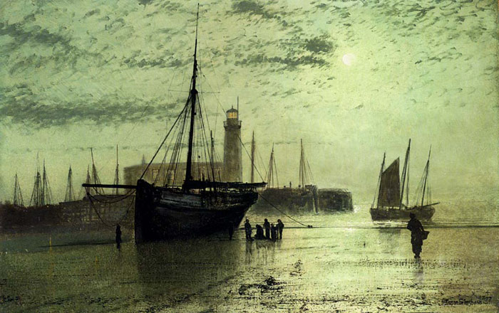 Oil Painting Reproduction of Grimshaw- The Lighthouse At Scarborough