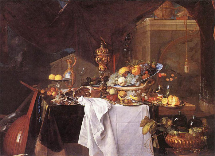 Oil Painting Reproduction of Heem- A Table of Desserts