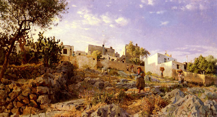 Oil Painting Reproduction of Monsted- A View Of Anacapri