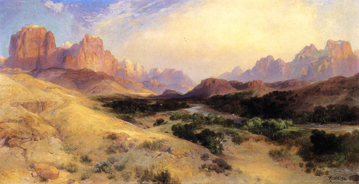 Oil Painting Reproduction of Moran- Zion Valley, South Utah