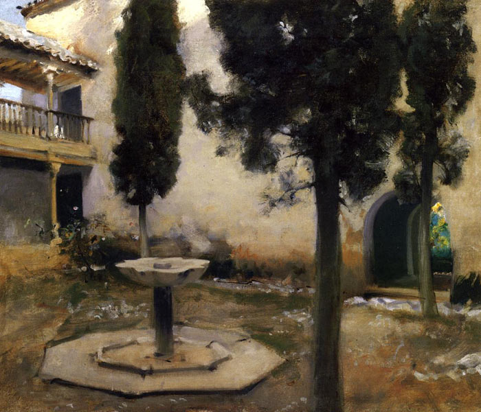 Oil Painting Reproduction of Sargent- Alhambra, Patio de la Reja