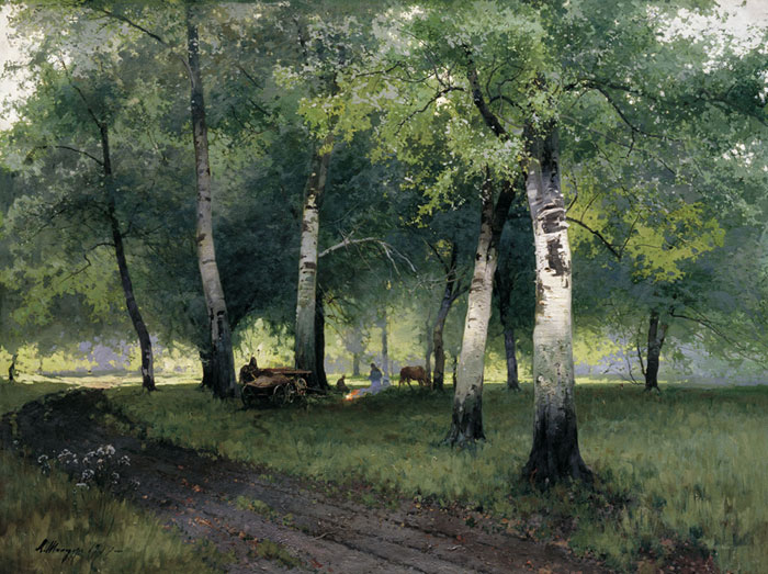 Oil Painting Reproduction of Shilder - Birch Forest