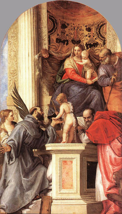 Oil Painting Reproduction of Veronese- Madonna enthroned with saints