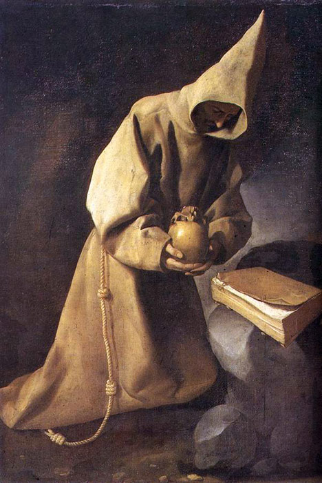 Oil Painting Reproduction of Zurbaran- Meditation of St Francis