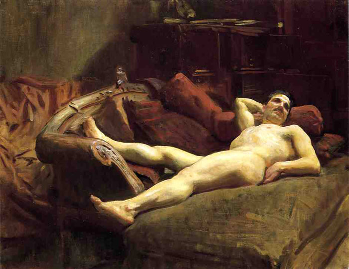 Sargent Oil Painting Reproductions - Male Model Resting