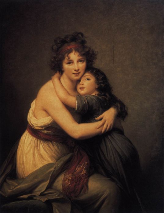 Vigee Lebrun Oil Painting Reproductions - Self-Portrait with Her Daughter, Julie