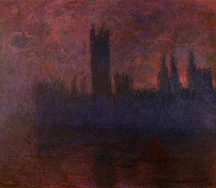 Mone Oil Painting Reproductions - Houses of Parliament London Symphony in Rose