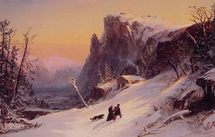 Cropsey Oil Painting Reproductions - Winter in Switzerland