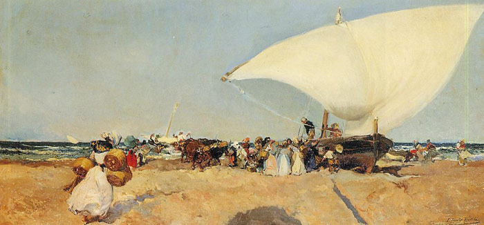 Oil Painting Reproduction of Sorolla y Bastida Joaquin - Arrival of the Boats