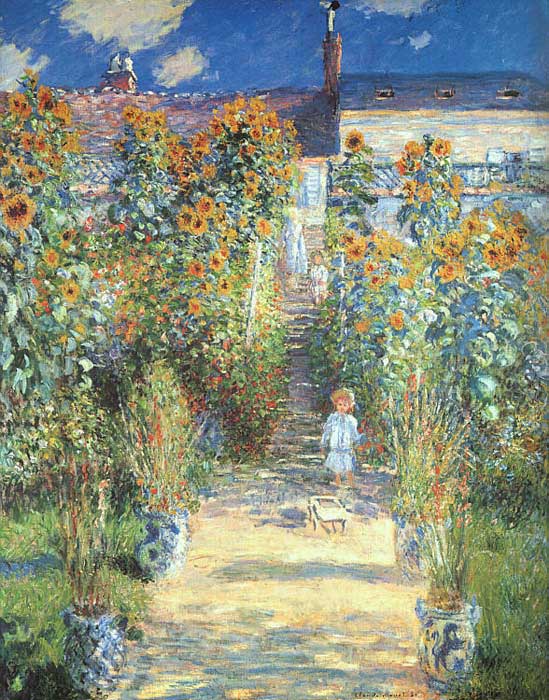 Oil Painting Reproduction of Monet- The Artists Garden at Vetheuil