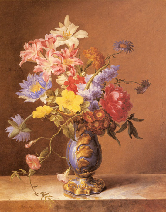 Nigg Oil Painting Reproductions- Flowers In A Blue Vase