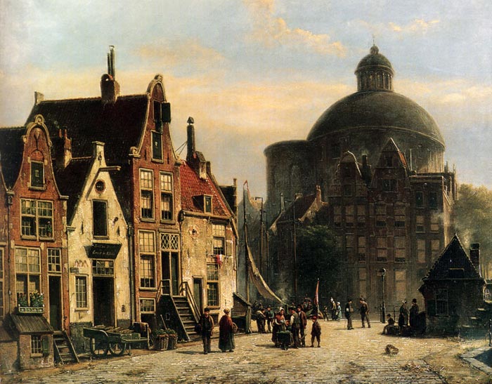 Oil Painting Reproduction of Koekkoek- De Lutherse Kerk, Amsterdam