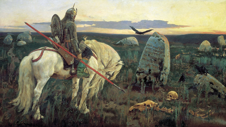 Oil Painting Reproduction of Vasnetsov - Knight at the Crossroads